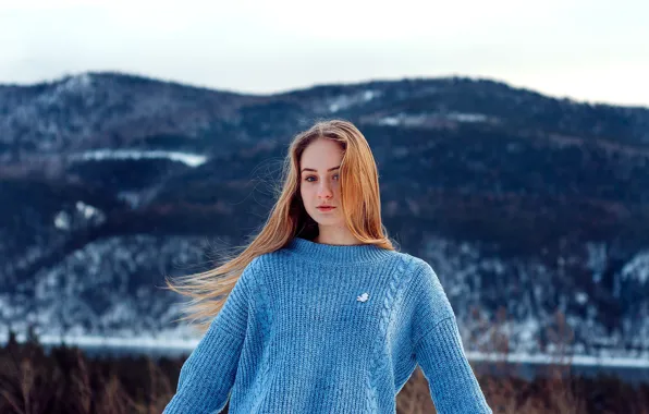 Eyes, girl, nature, hair, beautiful, sweater