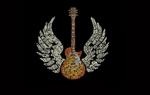 Picture labels, guitar, wings
