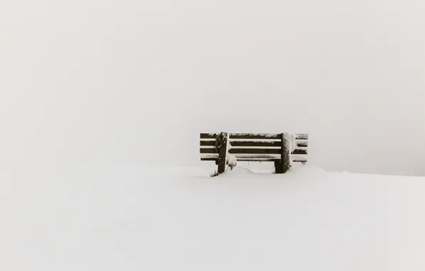 Picture snow, minimalism, bench