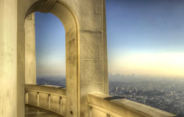 The sky, the building, hdr, panorama, haze, balcony, USA, Los Angeles