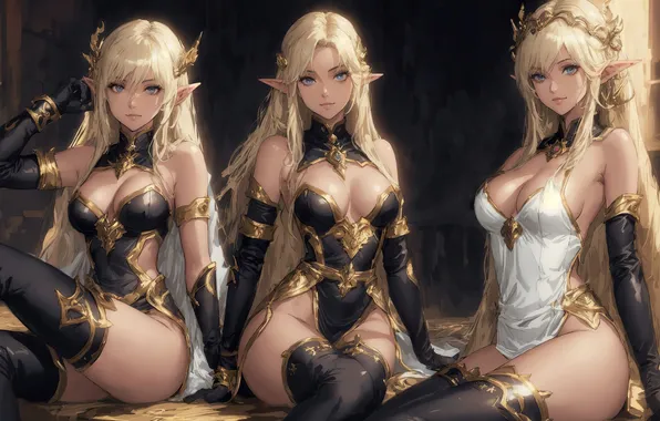 Fantasy, girls, anime, art, painting, elf, digital art, fantasy art