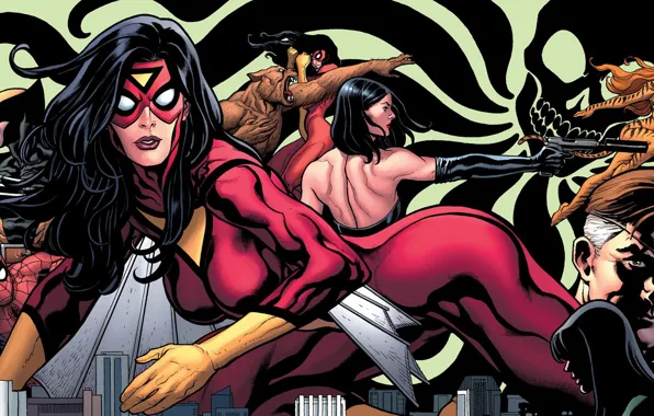 Picture Wolverine, Marvel Comics, Spider-Man, Spider-Woman, Nick Fury, Tigra, Jessica Drew, Greer Grant