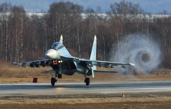 Picture fighter, the airfield, the rise, the Russian air force, Su-30CM