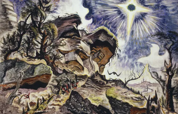 Charles Ephraim Burchfield, 1918-50, Sun and Rocks