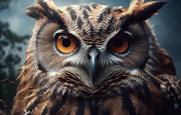 Look, owl, bird, portrait, owl, AI art, neural network
