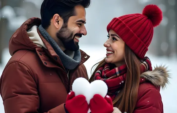 Winter, look, girl, snow, love, joy, nature, holiday