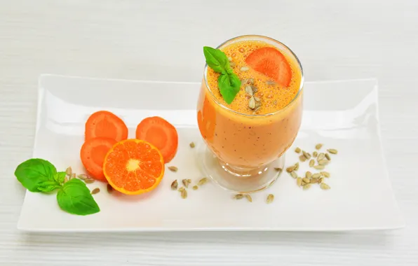 Orange, juice, drink, mint, apricots