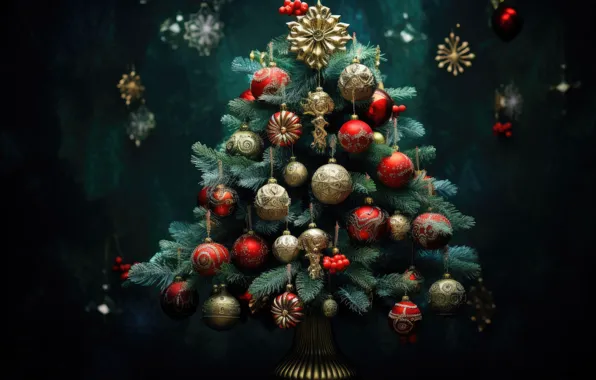 Balls, Christmas, New year, tree, herringbone, elegant, Christmas decorations, Christmas decorations