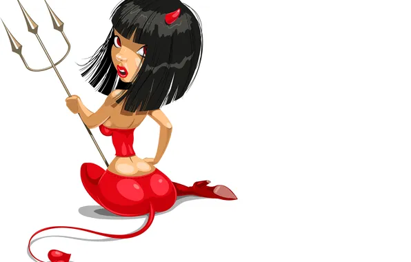 Erotic, look, background, vector, sitting, devil, horns