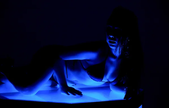 Girl, light, pose, model, shadow, neon, Jenna Sativa