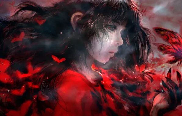 Blood, the demon, girl, moth
