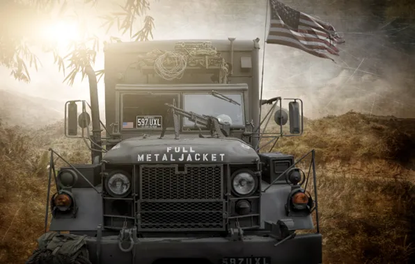 Picture photoshop, composite, US army truck, full metal jacket