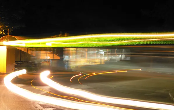 The city, bus, stop, Belarus, MAZ, MAZ, my photo, night scene