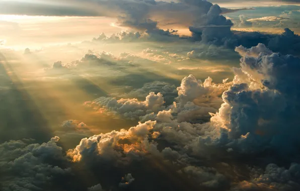 Clouds, sunrise, height, morning