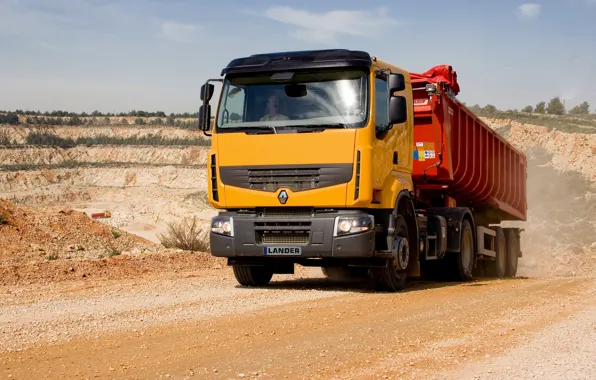 Orange, dust, truck, Renault, body, primer, tractor, the trailer