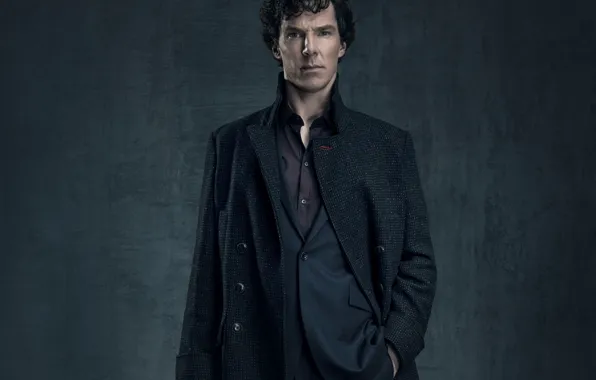 Background, curls, male, Sherlock Holmes, coat, Benedict Cumberbatch, Benedict Cumberbatch, Sherlock