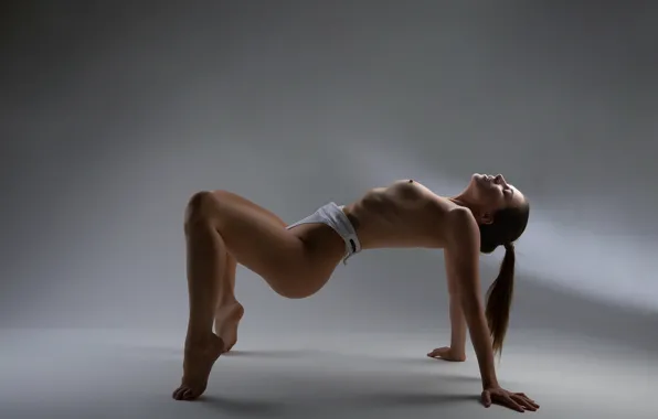 Ass, bodysuit, studio, nipples, boobs, ponytail, model, women