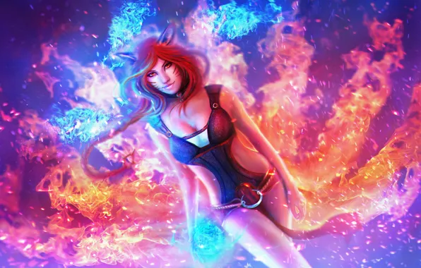 Girl, lol, Fox, League of Legends, Ahri, League Of Legends, Nine-Tailed Fox