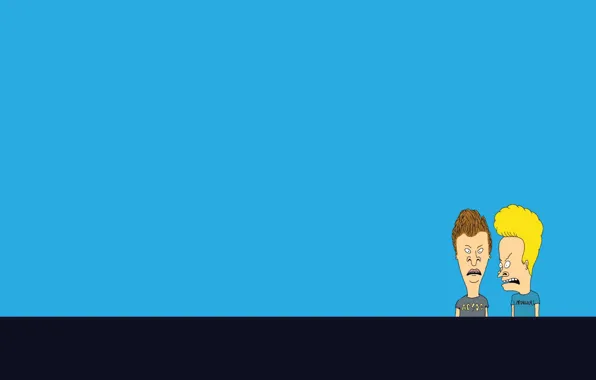 Picture look, strip, minimalism, blue background, Beavis and Butt-head, Beavis and Butthead