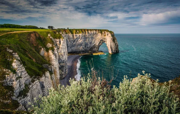 Sea, rocks, coast, France, France, Normandy, Normandy, The Channel