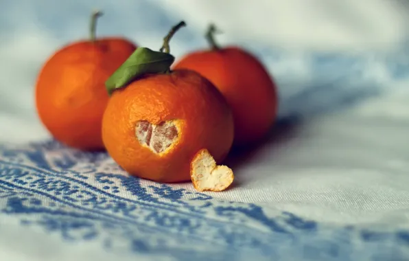Leaf, heart, peel, tangerines