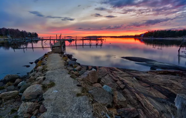 Sunset, lake, the evening, Norway