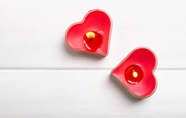 Candles, hearts, red, romantic, hearts, Valentine's Day, candles