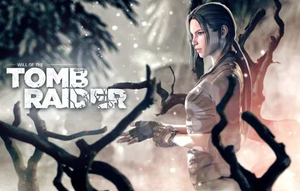 Girl, branches, gloves, lara croft, tomb raider, rendering