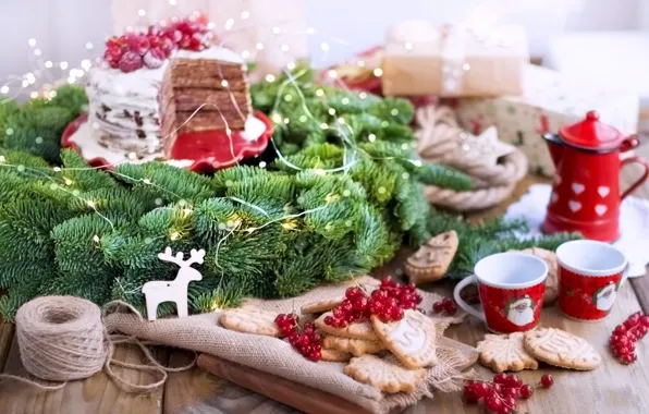 Picture cake, cookies, coffee, Marina Bakush, Christmas, decor