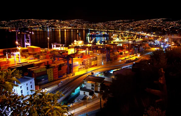 Picture night, port, night, Chile, port, Chile, noche, port