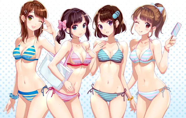 Girl, sexy, cleavage, brown hair, boobs, anime, beautiful, short hair