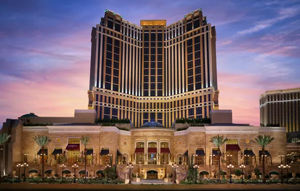 The evening, the hotel, casino, Vegas, architecture., Las, palazzo