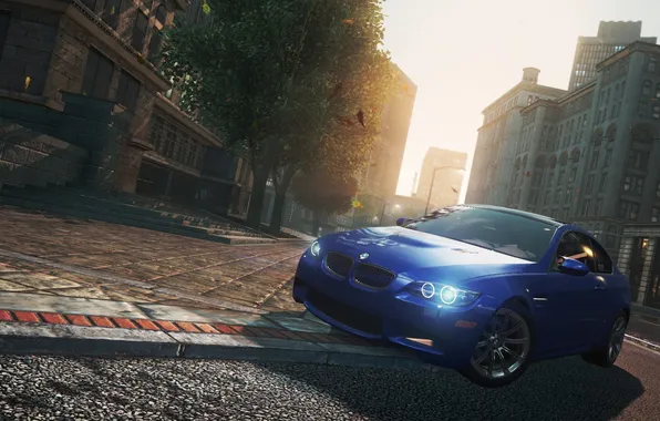 Picture the city, race, turn, car, bmw m3, need for speed most wanted 2012