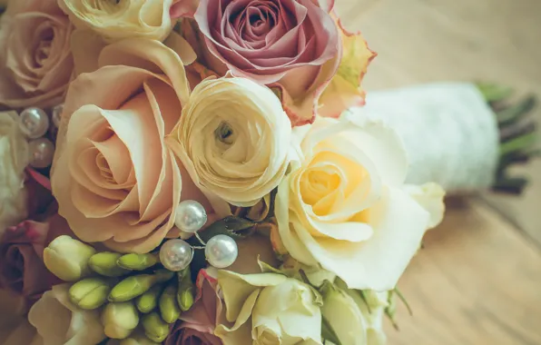 Flowers, roses, bouquet, wedding