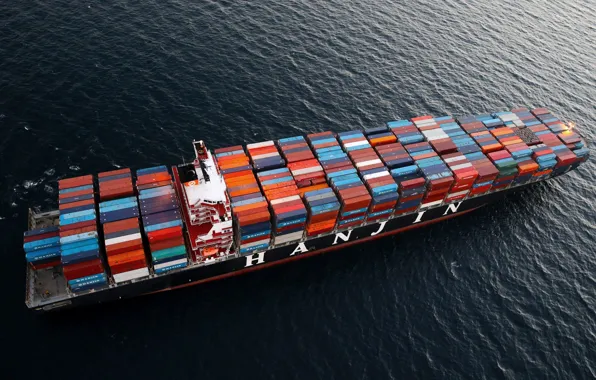 The ocean, Sea, Top, A container ship, Container, Shipping, Hanjin, Hanjin Shipping