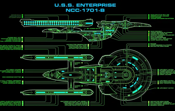 Drawing, Star Trek, starship, NC-1701-B, U.S.S. Enterprise