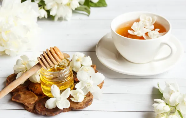 Picture flowers, Jasmine, tea, honey