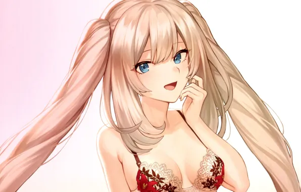 Picture girl, sexy, lingerie, bra, cleavage, long hair, boobs, anime