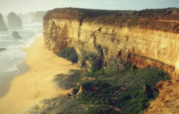 Sea, wave, mountains, coast, slope