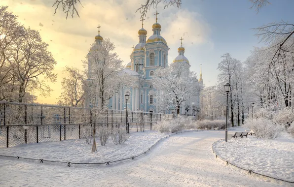 Picture winter, the sky, snow, nature, Church, Cathedral, Gordeev Edward