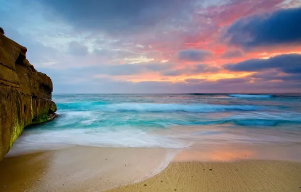 Picture sea, sunset, shore