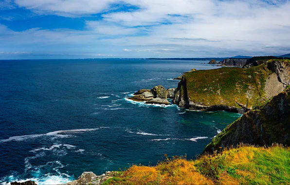 Sea, blue, rocks, shore