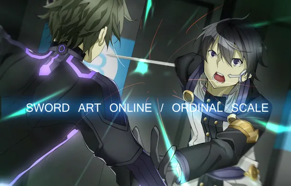 Anime, art, guys, characters, Sword art online, Sword Art Online, Kirito, The conversation