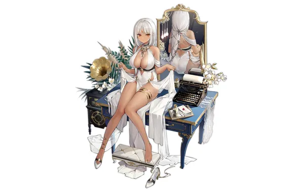 Picture girl, sexy, ass, cleavage, long hair, dress, boobs, anime