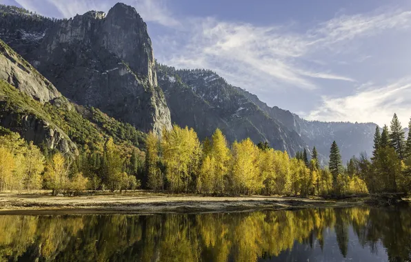 Autumn, mountains, nature, lake
