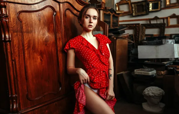 Look, sexy, pose, model, panties, makeup, figure, dress