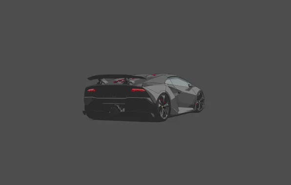 Picture Lamborghini, Car, Grey, Sesto Elemento, Rear, Minimalistic