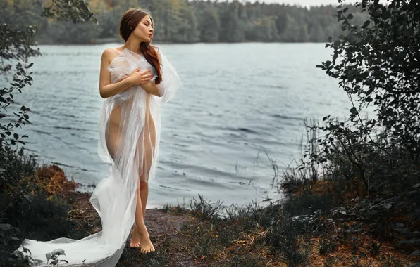 BODY, FOREST, NATURE, BROWN hair, FABRIC, MOOD, LAKE, SHAWL