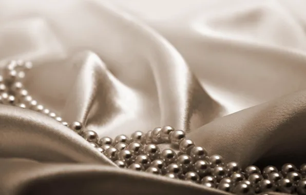White, silk, fabric, pearl, decoration
