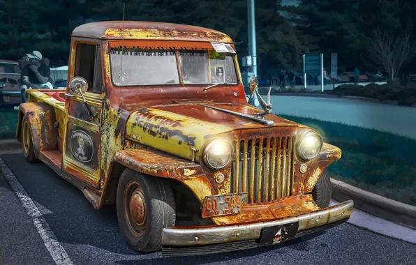 Vintage, 1947, Rat Rod, Willys, Retro Cars